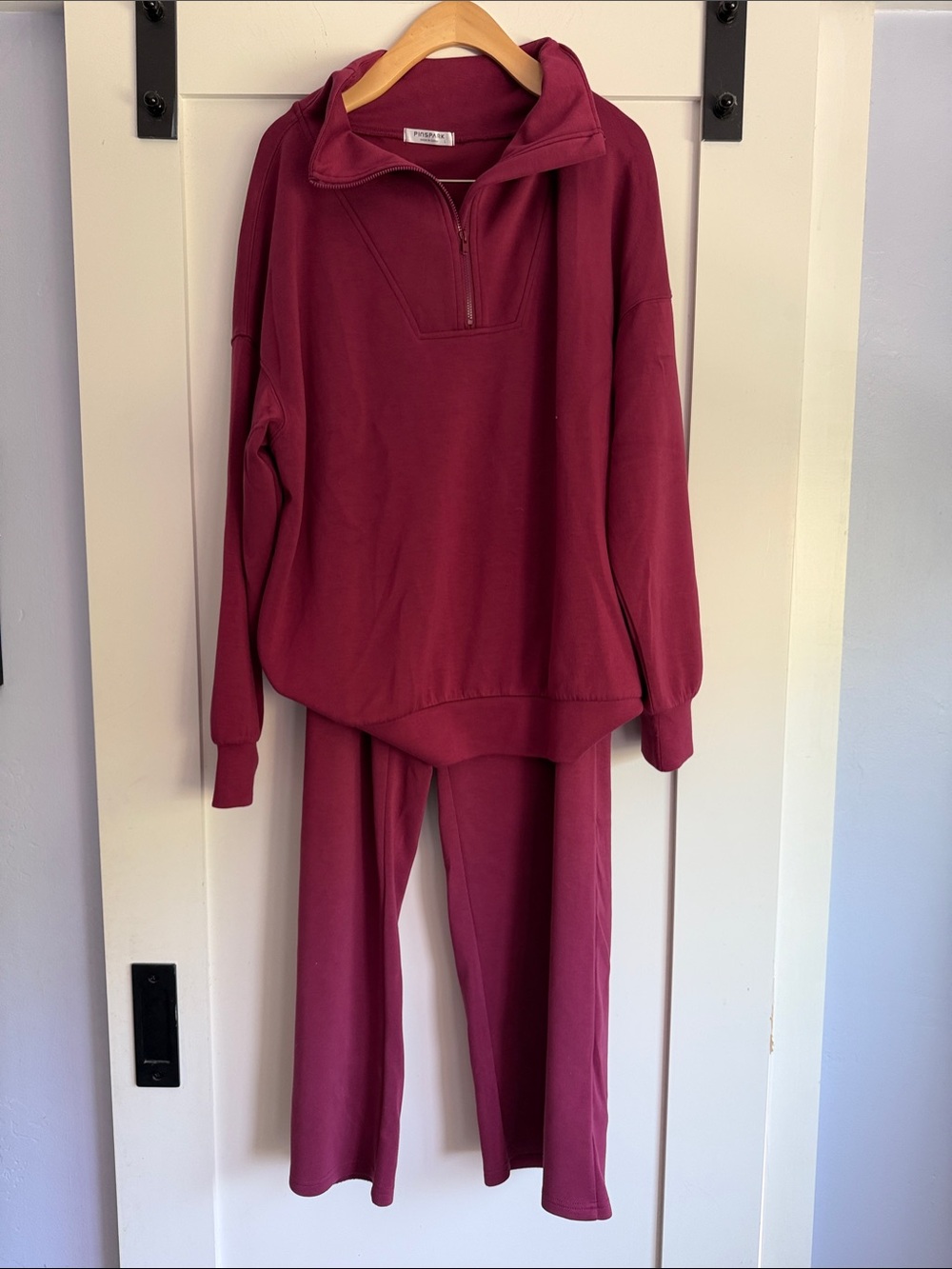 Women's Wide-Leg Set in Burgundy - with Comfortable Drawstring Pants